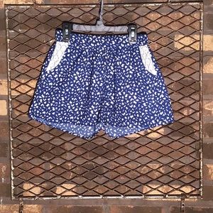 EM shorts elastic waist royal blue lace detail S